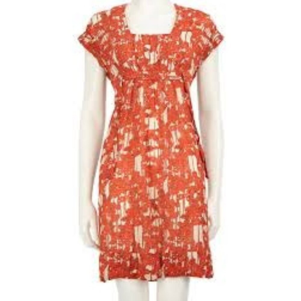 DVF Diane von Furstenberg Yana Silk Dress Orange White Abstract Print Size 4